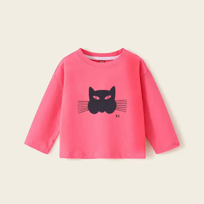 Children T-shirts 2024 Autumn Spring Boys Tees Candy Color Tops for Girls Cartoon Toddler Pullovers Cotton Baby Blouse Clothing
