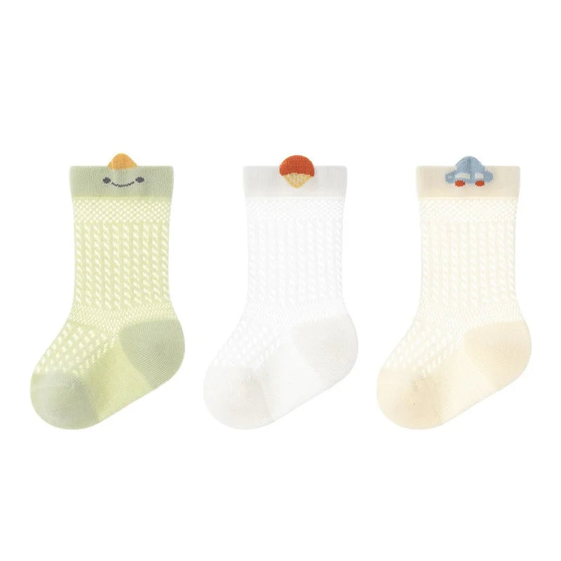 3 Pairs/lot Newborn Socks For Girl Boy 0-5 Yrs Summer Thin Cotton Mesh Infant Baby Boneless Short Sock Cute Clothing Accessories