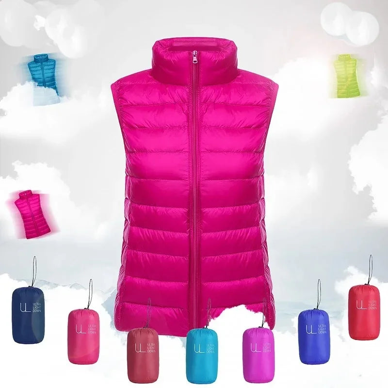 Winter Women's Down Jacket Sleeveless Cropped Puffer Jacket  Lightweight Nylon Coats Vest for Women Parkas Office Chaqueta