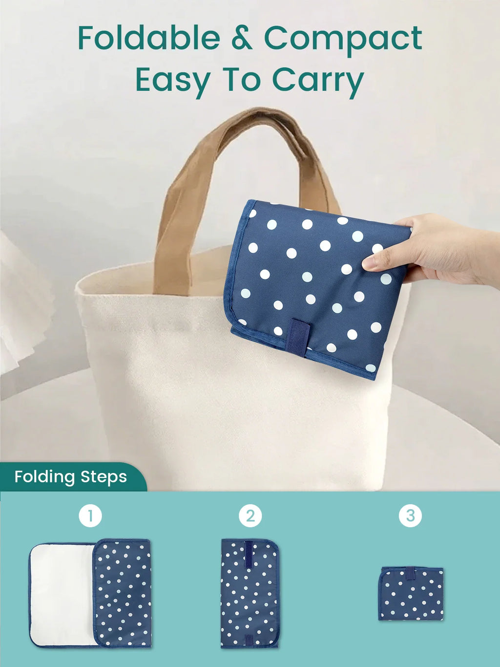 Portable Diaper Changing Pad, Easy Wipe Clean - Foldable Waterproof Baby Changing Mat for Diaper Bag,