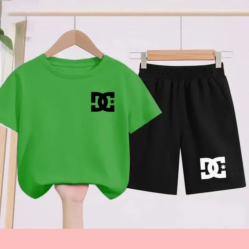 Ensembles d'été Enfants 3-13 Ans Imprimé Mignon T-shirt Sport Manches Courtes + Shorts Décontractés Garçons Filles Tenues Cadeau