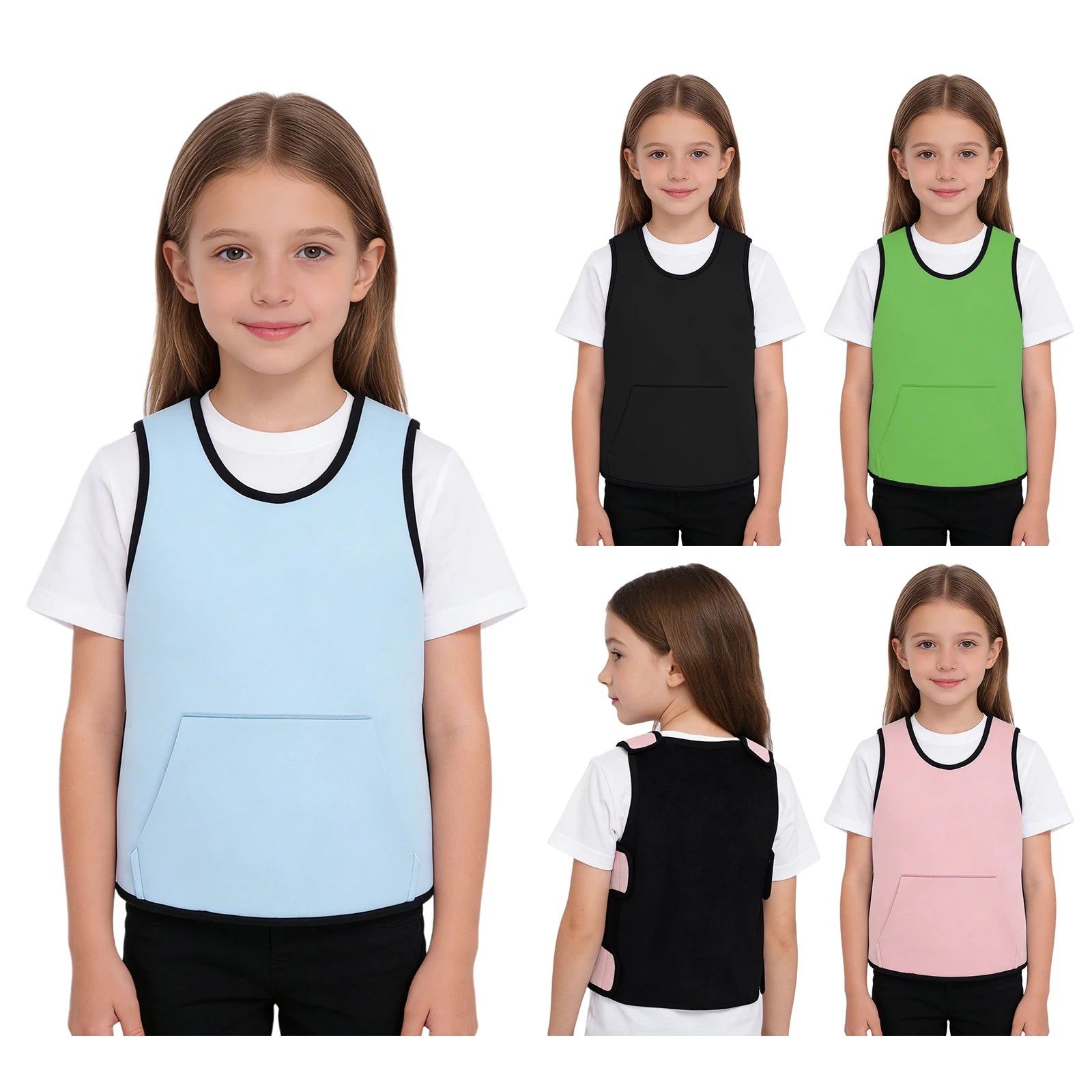 Weighted Vest Kids Boys Girls Special Needs Adaptive Clothing Adjustable Fastener Sensory Compression Vest for Autism ADHD SPD