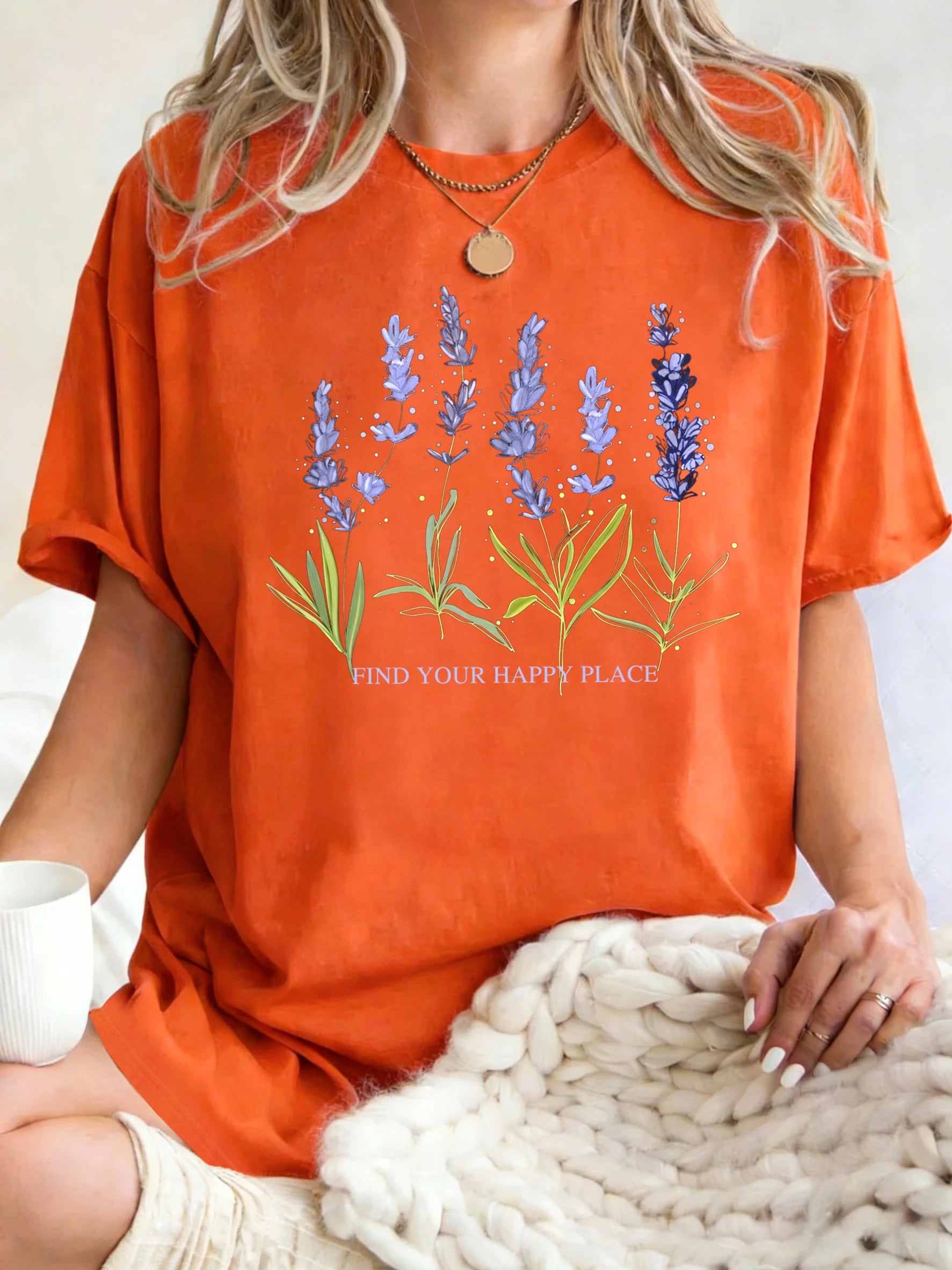Beautiful Of Lavender Design Women T-Shirt Casual Breathable Short Sleeve Cotton Oversized Tops Summer O-Neck Woman T Shirts