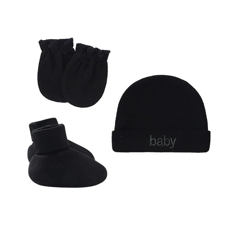 Newborn Hat+Gloves+Socks Set for Baby Boy&Girl Cotton Fall Casual Photography Props Soft Headwear Infant Nightcap Fashion