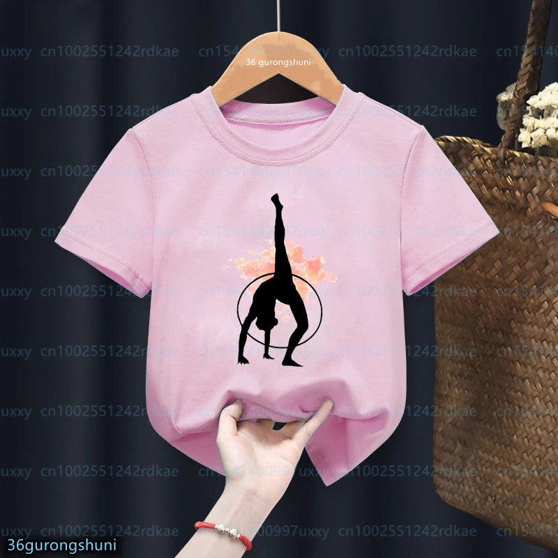 t-shirt for girls Gymnast Tshirt Rhythmic Gymnast Tshirts Custom name Fashion Harajuku Girls Pink Tops Summer Kids Tshirts
