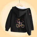 Butterfly Bike Cartoon Sweatshirt for Girls Autumn Long Sleeve Coats Girl Cotton Hoodie with Zipper 5-14T