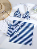 Miyouj Gingham Bathsuit Triangle Bikini Set Women Three Piece Suit Sexy Beach Wrap Solid  Beachwear 2025 Bikinis Halter Swimwear