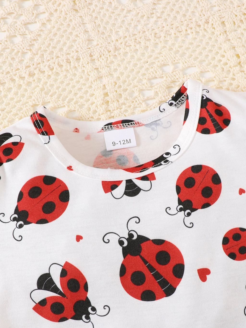 Baby Girl Ladybug Printed Outfit Set 3PCS Short Sleeve T-Shirt + Suspender Skirt+Headband for0-3Y Newborn Summer Casual Clothes