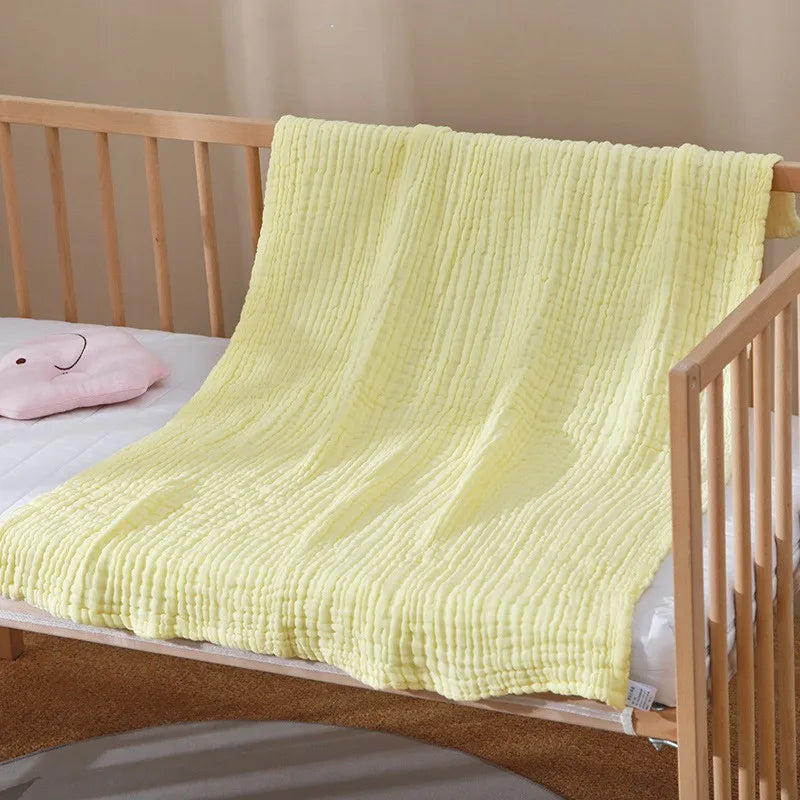 Kids Muslin Cotton Sleeping Blanket Bath Towel 110x110cm Strong Water Absorption 6 Layers Baby Breathable Bedding Muslin Blanket