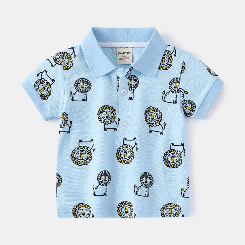 Formal Polo Shirts for Kids Polos Boy Toddler Clothes Party White Dinosaur Cute Korean Gentleman Shirt Summer Tops 2 4 6 7 Years