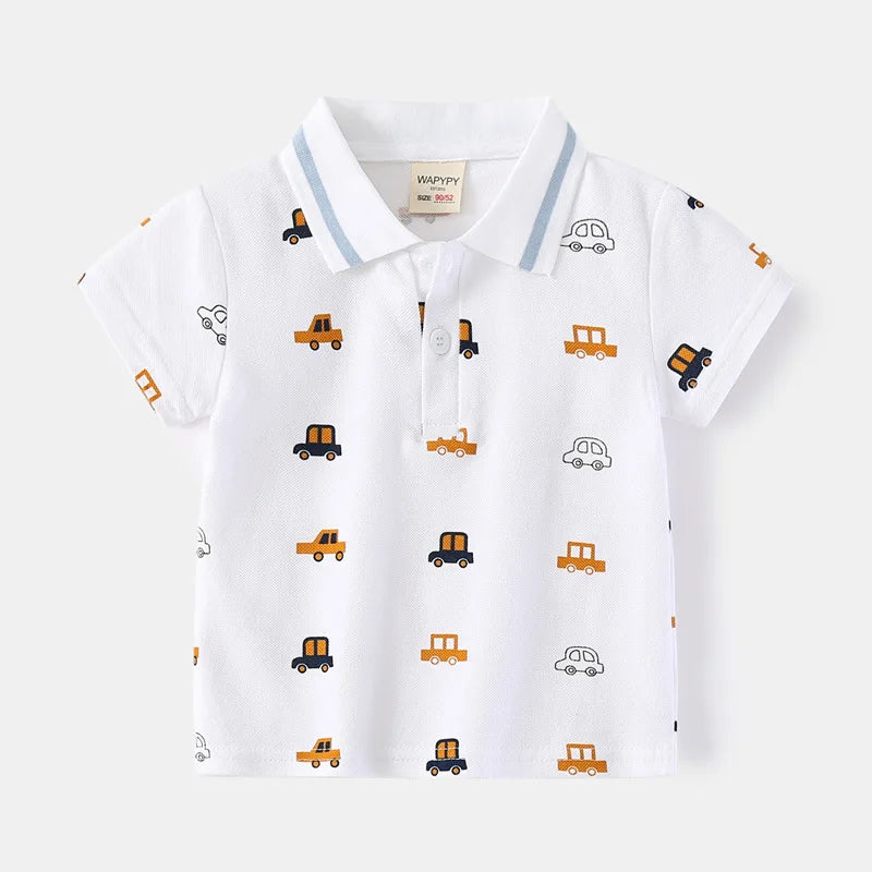 Formal Polo Shirts for Kids Polos Boy Toddler Clothes Party White Dinosaur Cute Korean Gentleman Shirt Summer Tops 2 4 6 7 Years