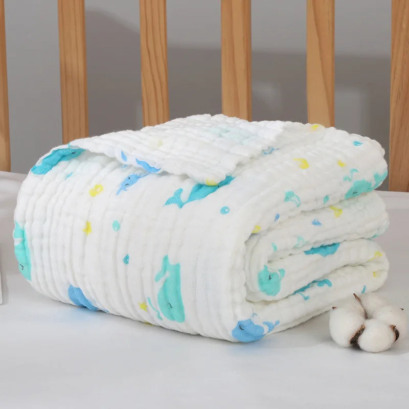 6 Layers Muslin Swaddle Baby Blankets Newborn Cotton Baby Blanket Bath Quilt Solid Newborn Swaddle Baby Boy Girl Blanket