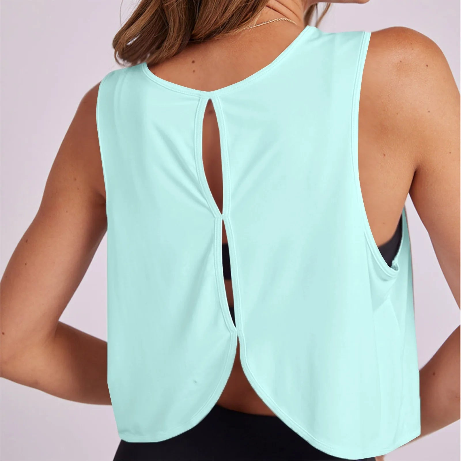 Women'S Solid Color Top Women'S Sports Suspender Top Women'S Fashion Hollow Back Sports Running Fitness Casual Hundred Yoga Top