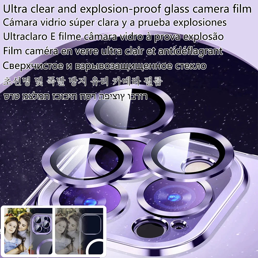 Original Clear Plating Cover For Apple Magnet Magsafe Case Iphone 15 14 Plus 13 12 11 Pro Max X Xs Xr 5K 10H Glas Camera Protect