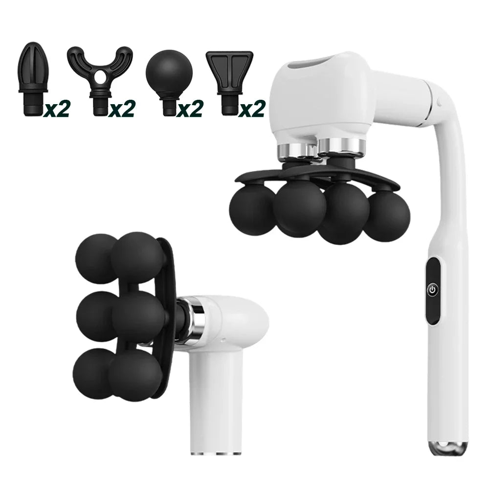 6-Heads Handhel Fascia Gun High Frequency Vibration Body Massage Gun Neck Shoulder Waist Back Handle Massager Fascia masajeador