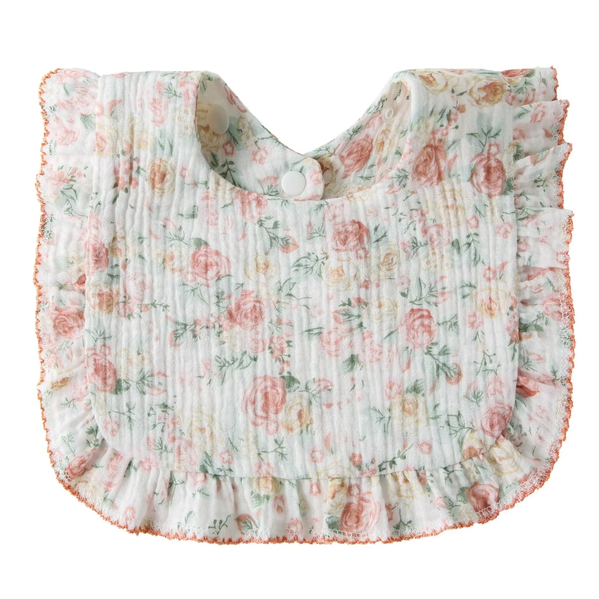 Cotton Baby Bib Infant Muslin Burp Cloths Girls Feeding Bibs Drool Saliva Towel Toddler Ruffle Floral Bib Babies Accessories