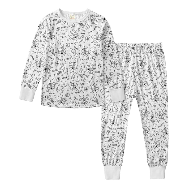 2026 Spring Kids Pajamas Set Baby Cute Graffiti Pyjamas Baby Boys Girls Breathable Sleepwear Sets Kid Cotton Loungewear