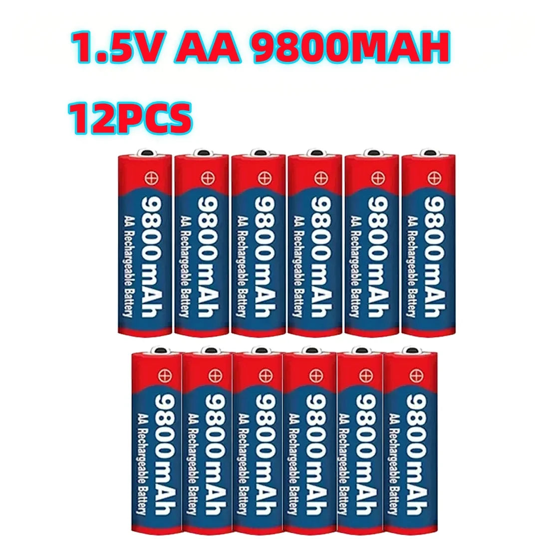 High Capacity 9800mAh 1.5V AA Rechargeable Alkaline Battery Durable for Camera, Microphone, Toy, LED Devices
