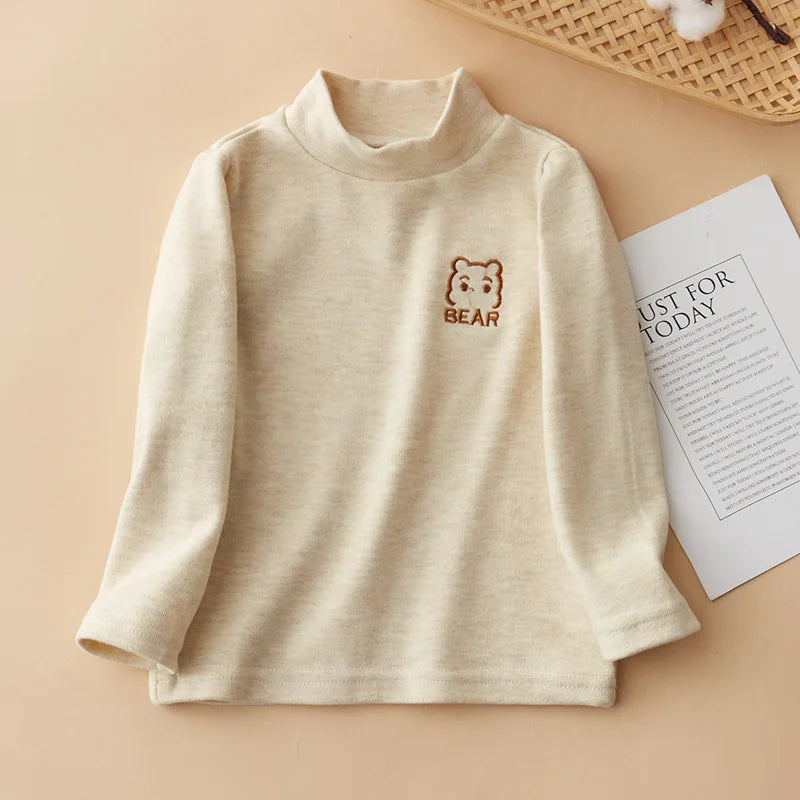 Children's Tops for Girls Autumn Turtleneck Long Sleeve T-shirts Boys Winter Warm Bottoming Shirts Sweatshirts Kids Clothing New
