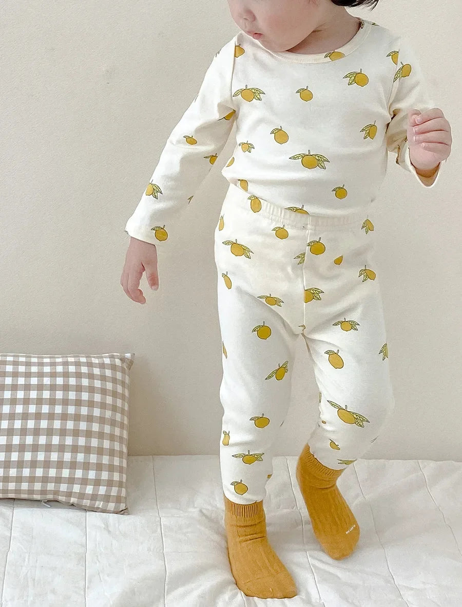 Kids Pijamas Set 2026 Baby Girls Boys Pajamas Cute Cherry Print Cotton Children's Two Piece Set Sleepwear