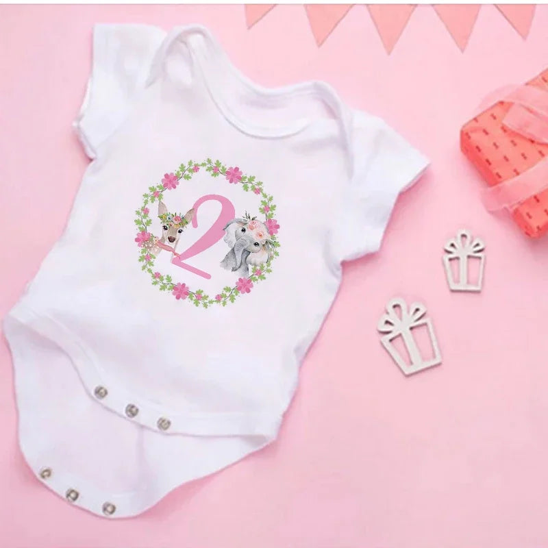 My 2st Birthday Newborn Summer Bodysuit Infant Body Baby Princess Short Sleeve Jumpsuit Baby Girl Birthday Party Outfits Clothes