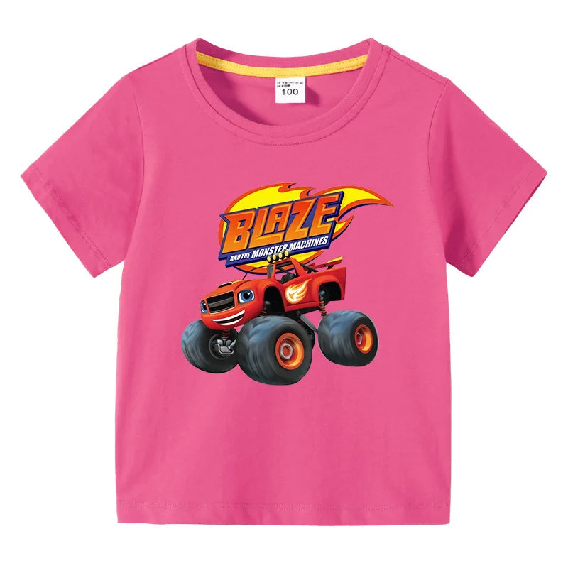 Blaze And The Monster Machines Cartoon Kids Funny T-Shirts Baby Boys Cool Summer T shirt Children Tops Girls Clothes 1-10Y