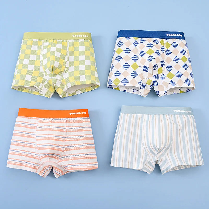 1/4/8 Pcs Boys Boxer Briefs Kids Cotton Underwear Breathable Baby Underpants Teenager Cartoon Print Children Panties 2025 New