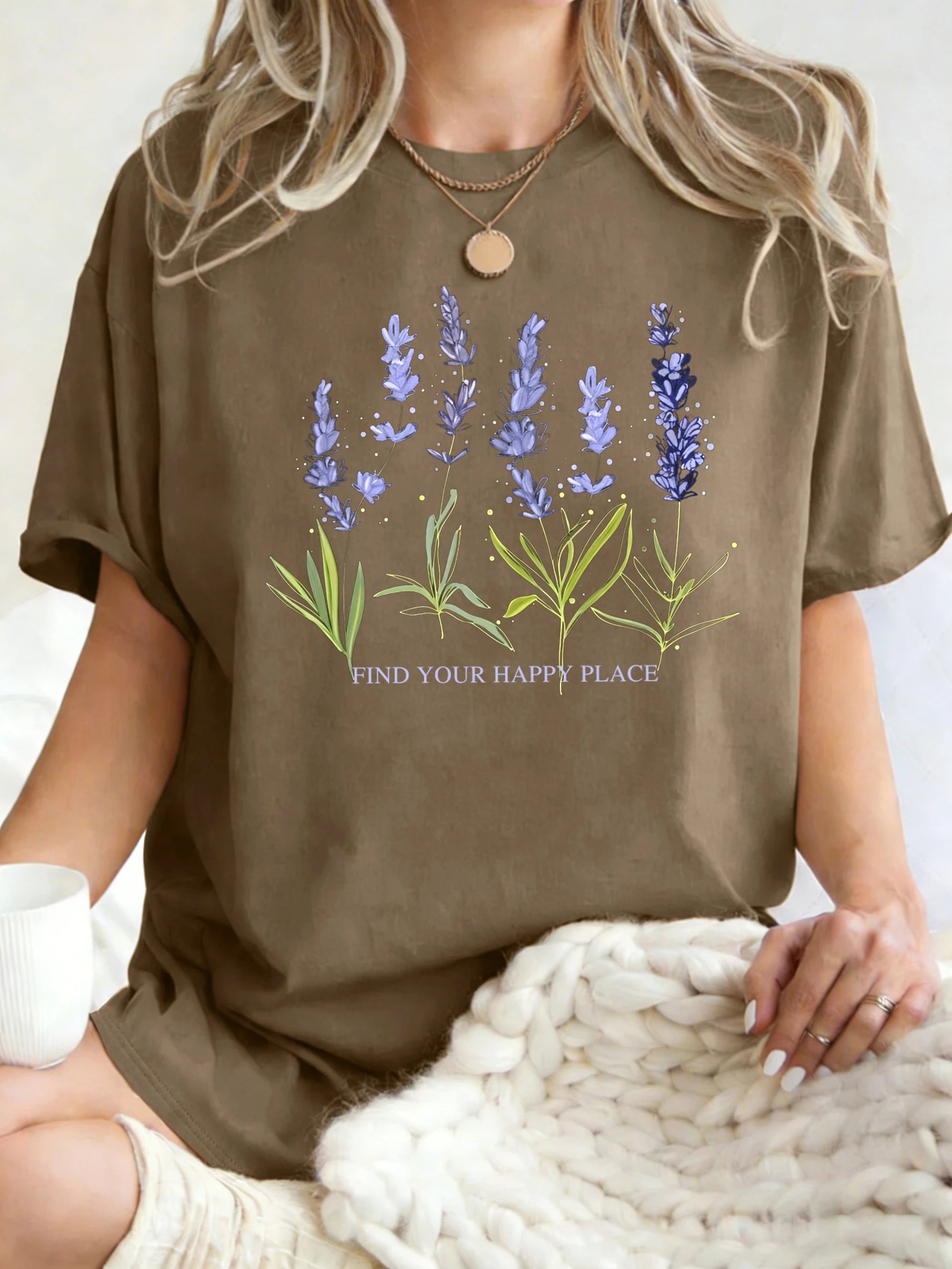 Beautiful Of Lavender Design Women T-Shirt Casual Breathable Short Sleeve Cotton Oversized Tops Summer O-Neck Woman T Shirts