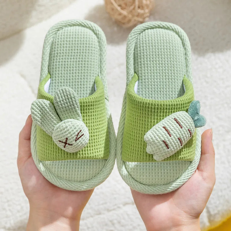 Kids' Slippers Rabbit Cotton Four Seasons Household Parenting Boys Girls Cartoon Summer Indoor Children's Fish Mouth Slippers