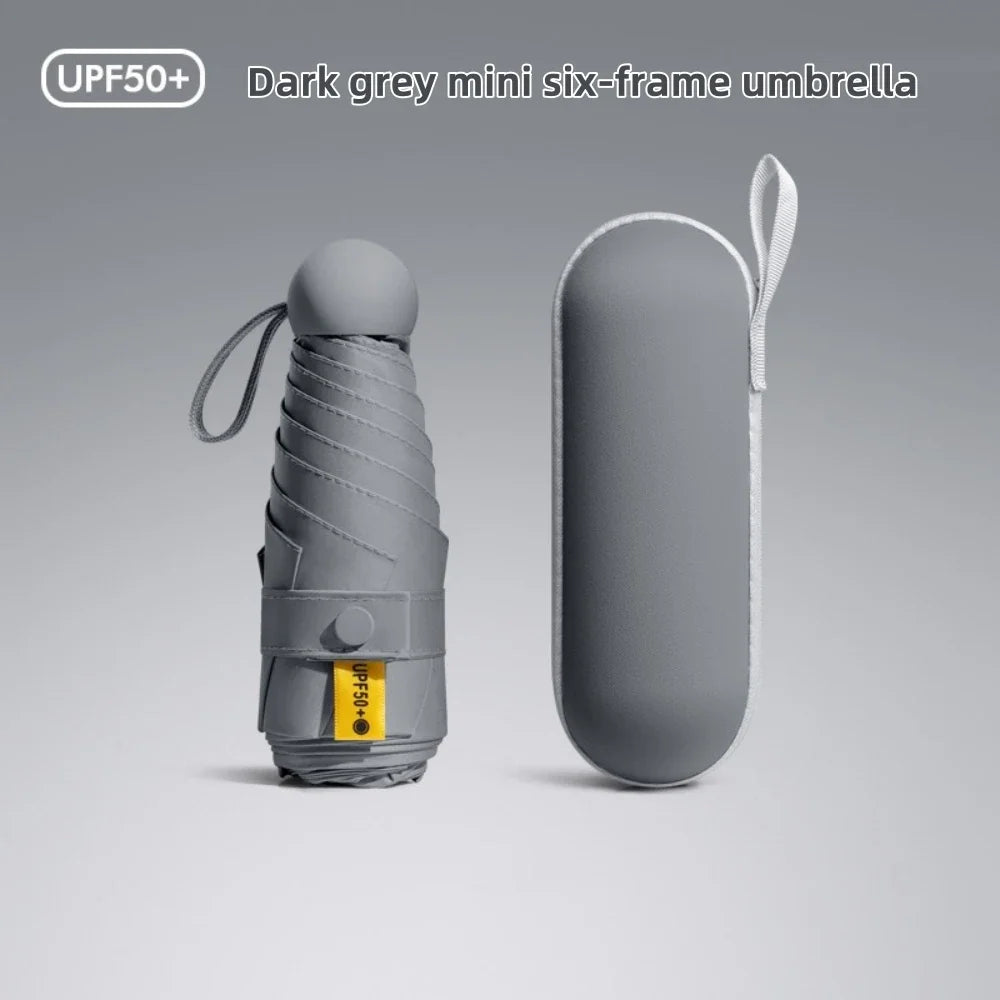 2025 Anti-Uv Mini Umbrella For Sunny And Rainy Days, Portable With Uv Coating And 6 Reinforced Ribs