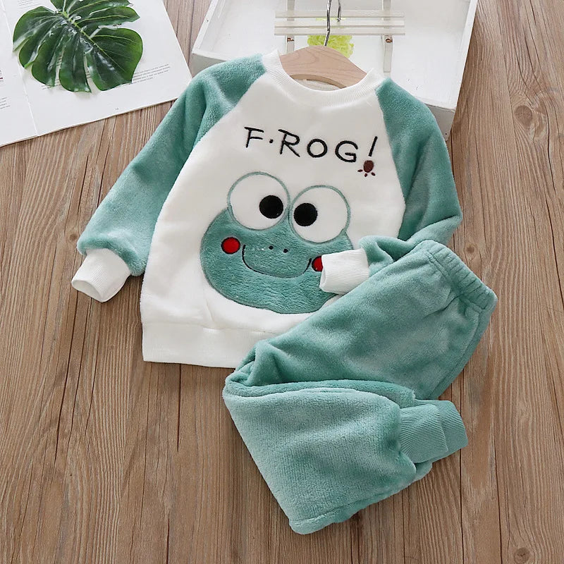 IYEAL Baby Boy Girl Clothes Pajamas Set Flannel Fleece Toddler Children Warm Sleepwear Kids Home Suit Pyjamas Nightwear 1-7Years