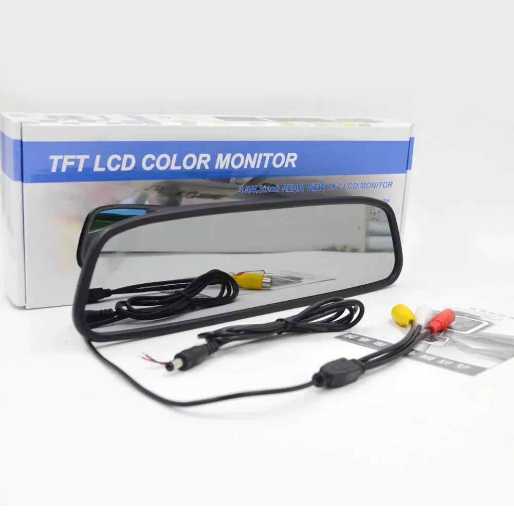 QXNY HD 4.3/5 Inch Rear View Mirror 12V 24V Monitor for Vehicle Truck Van RV Lorry Parking Backup Camera LCD Color Display 2 Way