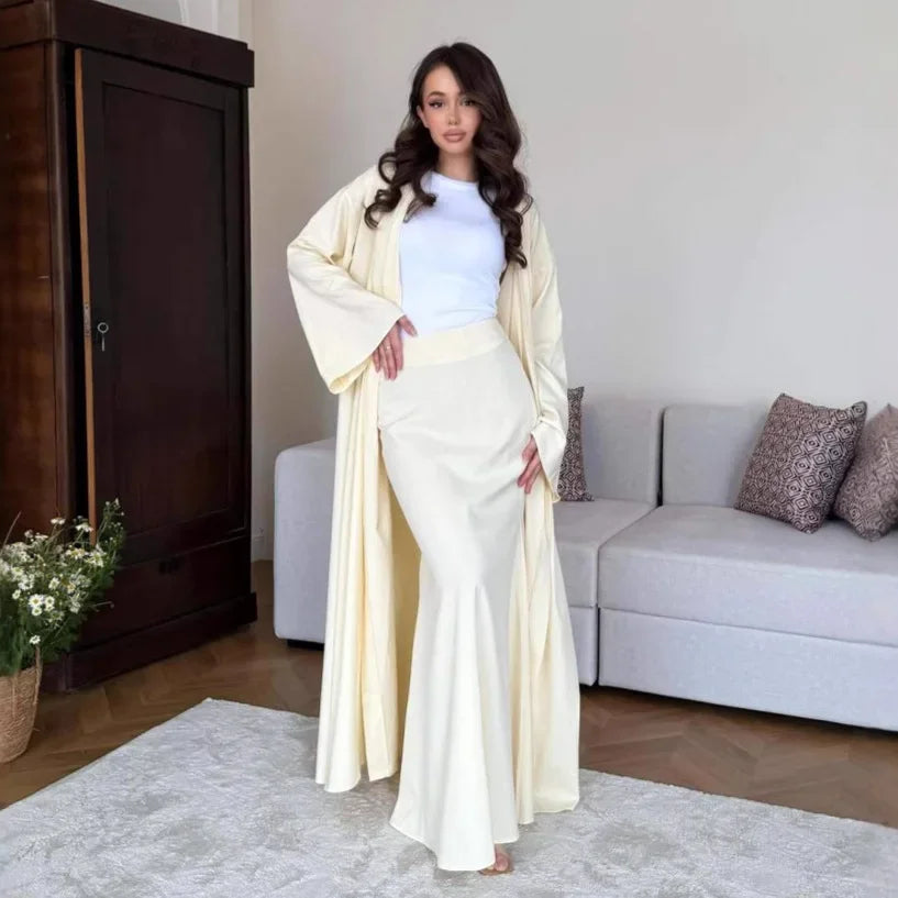 Fashionable Long Cotton Linen Skirt Robe Set Women's Cross-Border Casual Style New Arrival Two-Piece Set Elegant Floor-Length Ca