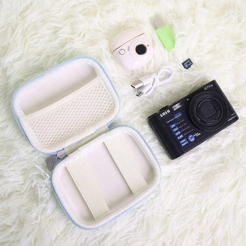 1Pc Mini CCD Digital Camera Storage Bag, Protective Case with Mesh Pocket for Memory Cards & Small Accessories