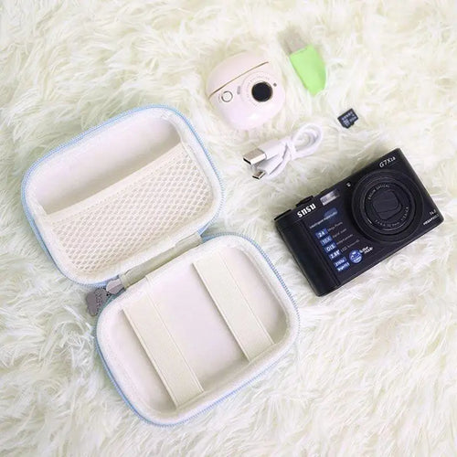 1Pc Mini CCD Digital Camera Storage Bag, Protective Case with Mesh Pocket for Memory Cards & Small Accessories