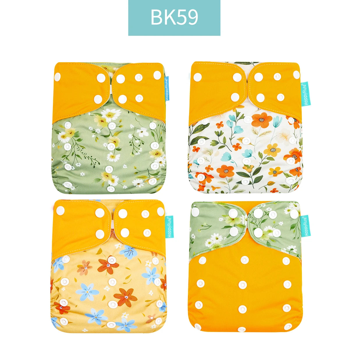 Happyflute 2023 4pcs/set Washable Eco-friendly Baby Cloth Diaper Ecological Adjustable Nappy Reusable Diaper Fit 0-2year 3-15kg