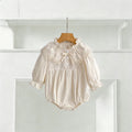 0-2Yrs Newborn Bodysuit Spring Autumn Clothes Baby Romper Lapel Collar Princess Bow Romper Long Sleeves Infant Girl Jumpsuit