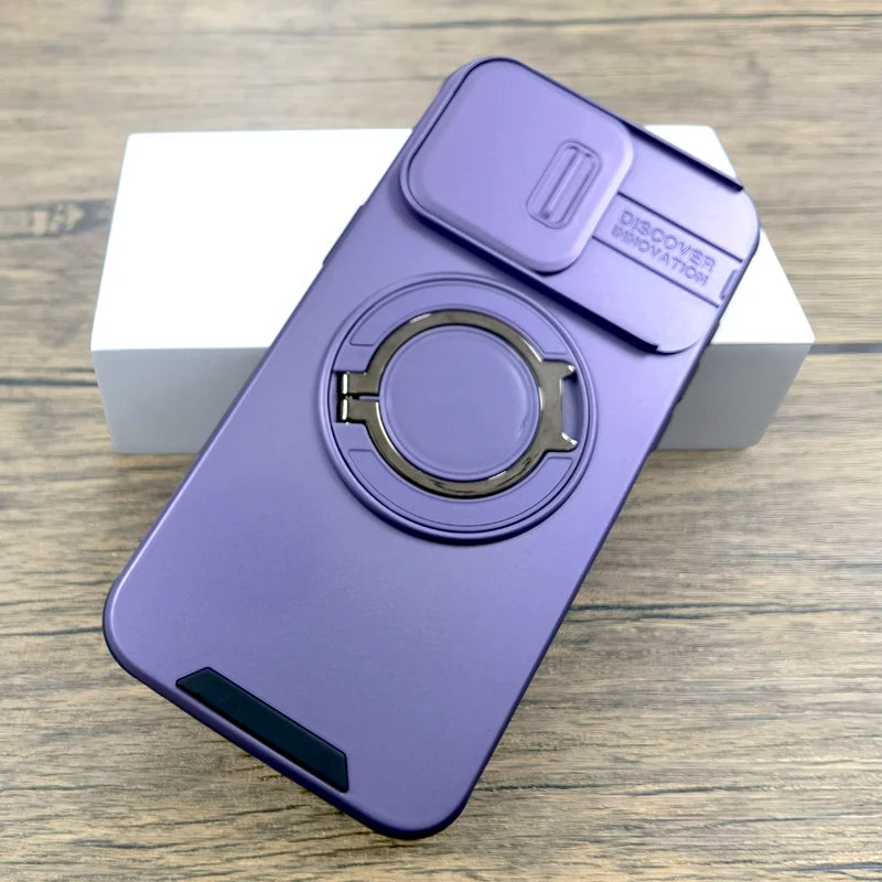 Shockproof Armor Case For iPhone 17 16 15 14 13 12 11 Pro Max 17Pro 16Pro iPhone17 Camera Lens Slide Cap Full Cover Stand Holder