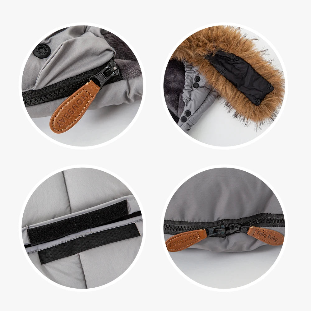 Baby Stroller Accessories Universal Pram Socks With Windproof Hooded Removable Fur Collar Winter Warm Envelope For Discharge