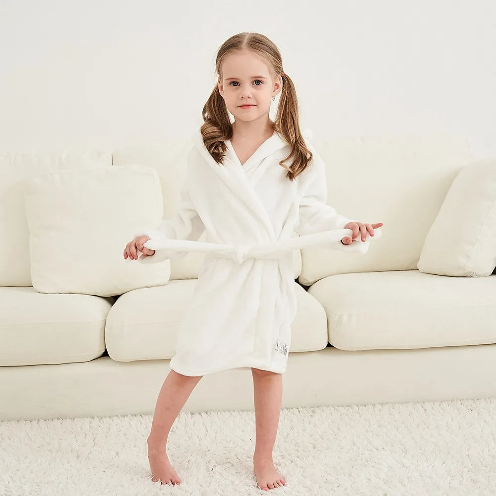Kids Bathrobe for Girl Children Clothing Girl Flannel Bath Robe Clothes Boy Cartoon Night Robe Kids Pajamas For Girl 2-12 years