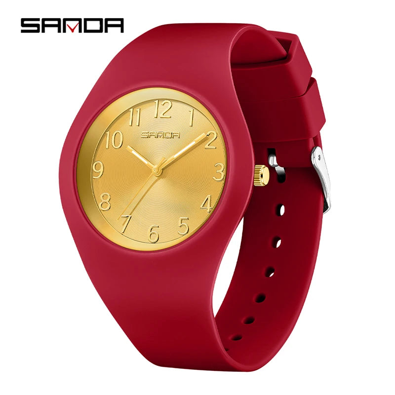SANDA Fashion Ladies Children Quartz Watches for Boys Girls Kids Watch Waterproof Women Silicone Watchband Quartz Clock Gift