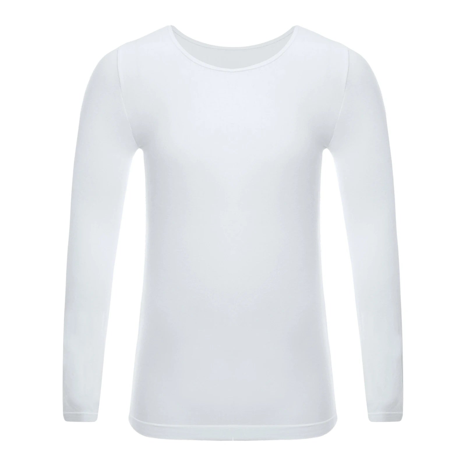 Kids Girls Thermal Underwear Tops Solid Color Round Neck Long Sleeve T-shirt Stretchy Base Shirt Tops for Ballet Dance Training