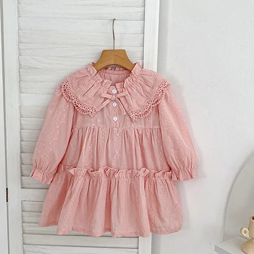 2024 New Autumn Sister Clothes Baby Girl Romper Kids Princess Dresses Long Sleeved Cotton Embroidery 2-6Yrs Girl Party Dress