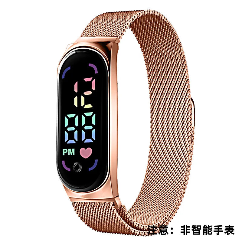 New Magnetic LED Electronic Watch, Student Sports Alloy Bracelet, Gift Children's Electronic Watch