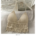Crop Tops Retro Wild Hollow Perspective Tassel Sexy Spaghetti Strap Tanke Top Women Built In Bra 2021 New Back Lace Halter Neck