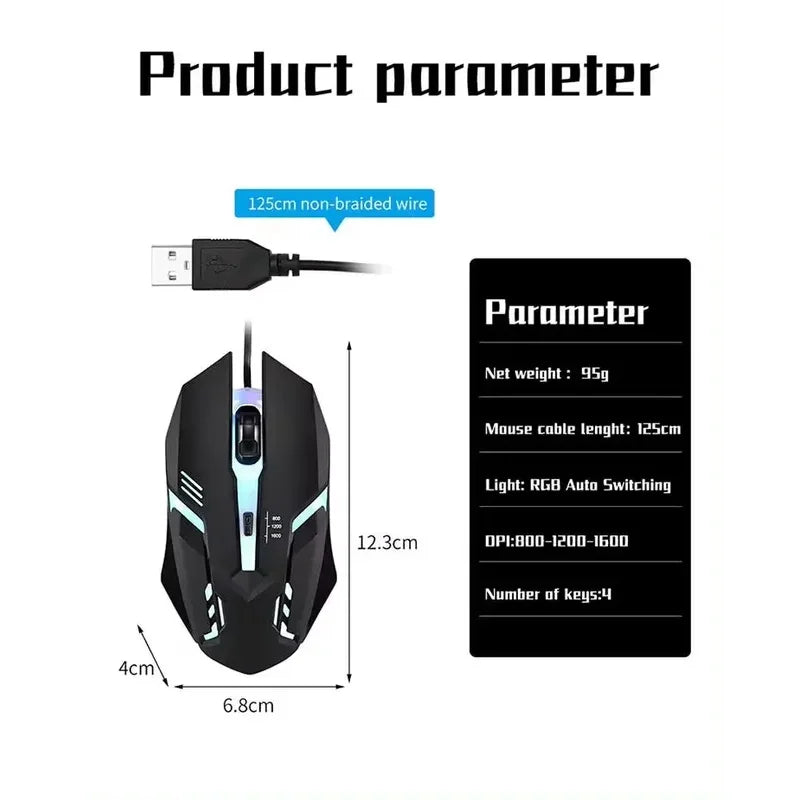 20251 PC ITLY M01 Sports LED Luminous Backlit USB Wired Gaming Mouse for Desktop PC Laptop Office Computer Gaming Mouse
