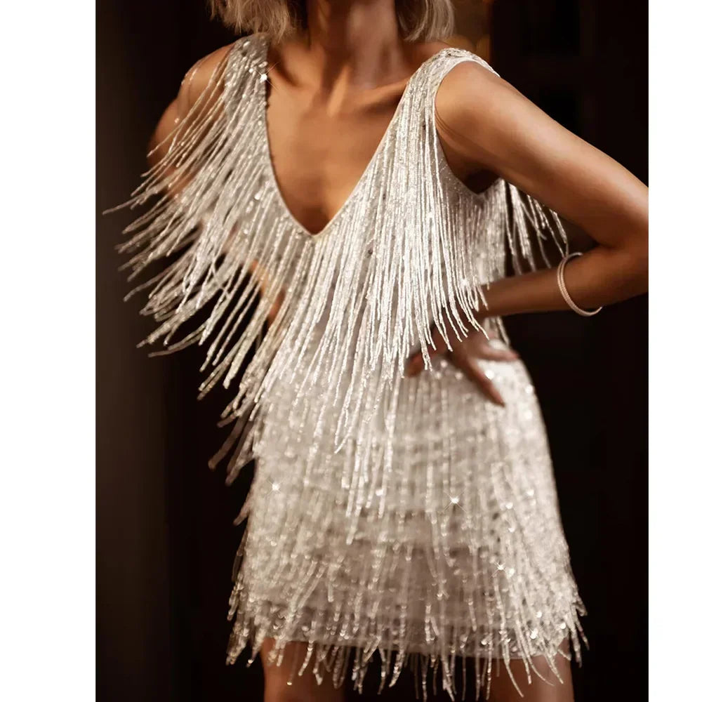 Party Pink Tassel Mini Y2k Dress 2025 Prom New Sexy Women Spaghetti Strap Stitching Dresses Sexy E-girl Elegant Evening Vestidos