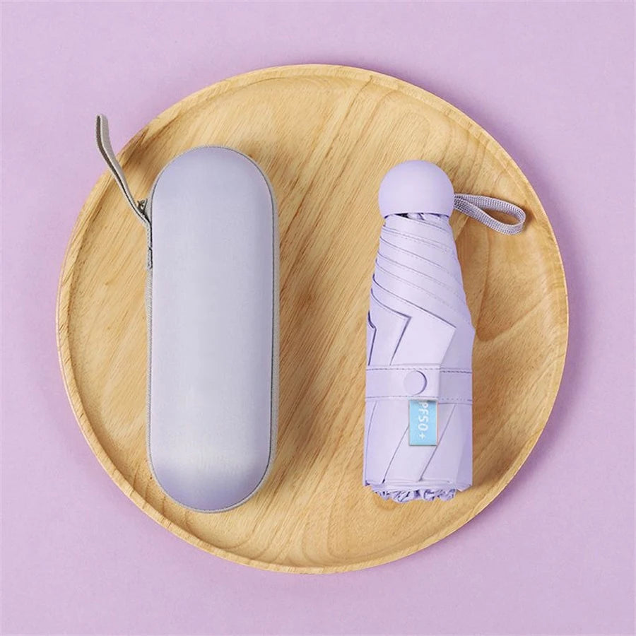 1pc Fashion Women Mini Folding Sun Umbrella UV Protection Portable Pocket Capsule Umbrellas with Box