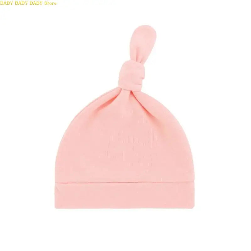 Q81A Elastic Baby Knotted Hat Comfortable Stretchy Newborns Fetal Caps Breathable Brimless Design for Kids 0 to 24 Month