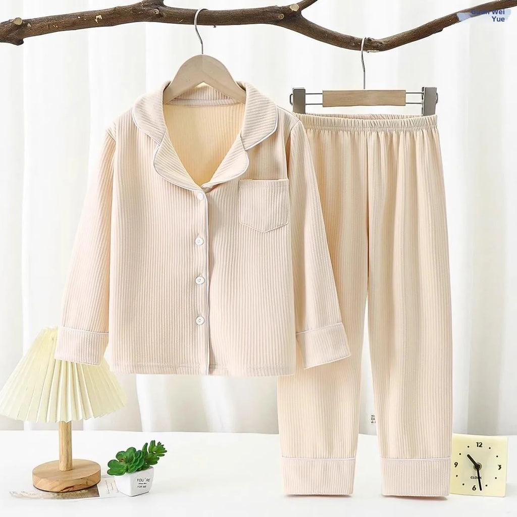 New Arrival Children's Sleepwear Long Sleeve Home Clothes Set for Boys And Girls Soft Breathable Polyester Fiber Harlan Pants